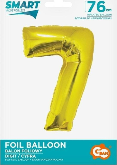 Balon helium GoDan SMART, numri 7, 76cm, ngjyrë ari