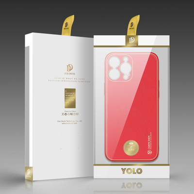 Футрола за телефон Dux Ducis Yolo за iPhone 13 Pro, еко кожа, компатибилна со безжично полнење, црвена