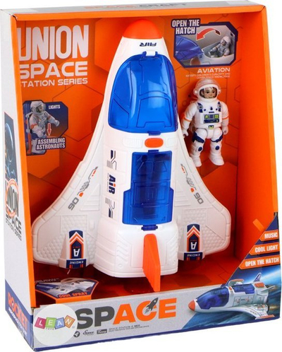 Set lodrash hapësinor Leantoys Space Set, 2 pjesë, me raketë dhe astronaut