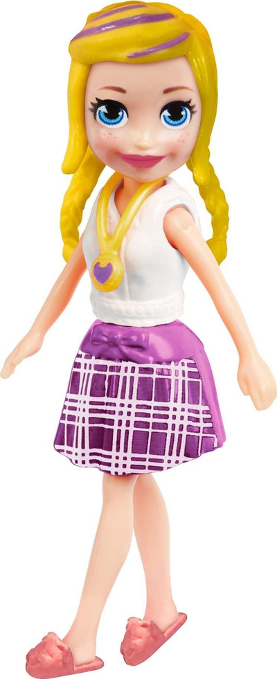 Set lojrash Polly Pocket Style Spinner Fashion Closet, kukull bionde 7.5cm, dollap rrotullues, rozë