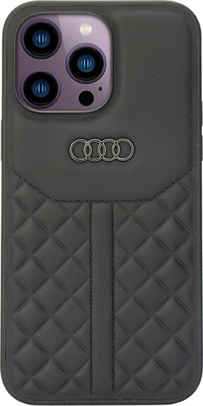 Këllëf telefoni Audi Genuine Leather për iPhone 14 Pro Max, lëkurë natyrale, i zi