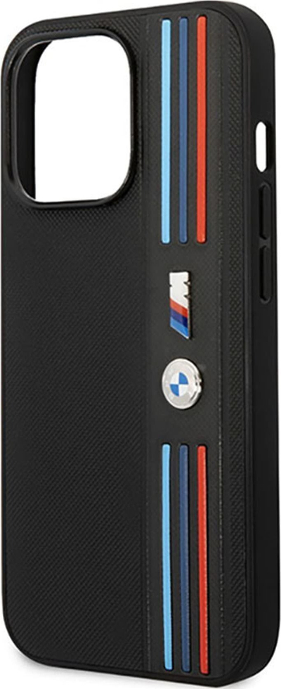 Mbulesë telefoni BMW M Collection për iPhone 14 Pro, lëkurë PU, me tre ngjyra, e zezë