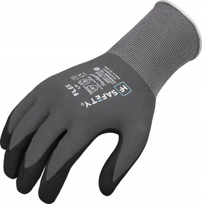 Doreza pune Extralink HF Safety Flex, nr. 10 XL, kapje që s’rrëshqet, gri me të zezë
