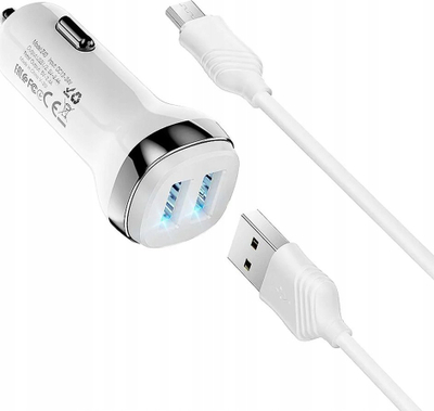 Karikues makine HOCO Z40, 2 porta USB 2.4A, me kabllo Micro USB, i bardhë