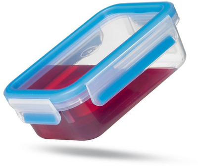 Set enësh për ruajtje Emsa Clip &amp; Close, 3 copë, 1.2L, transparente me kapakë blu