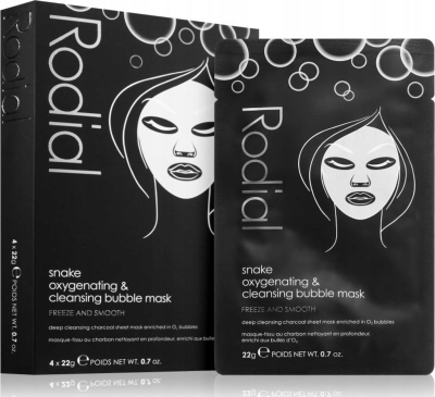 Maskë fytyre Rodial Snake Bubble Mask, pastruese, 4 copë, uniseks