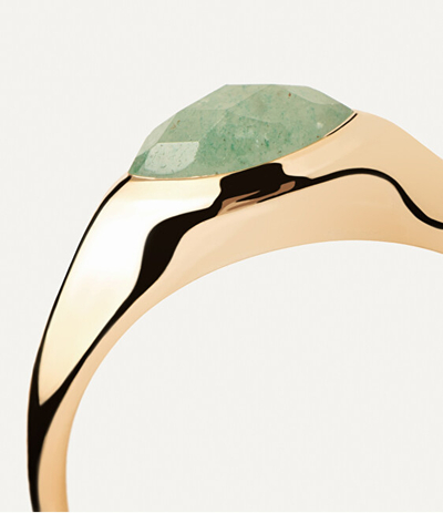 Unazë për femra Pdpaola Green Aventurine Nomad Vanilla AN01-A47, e artë