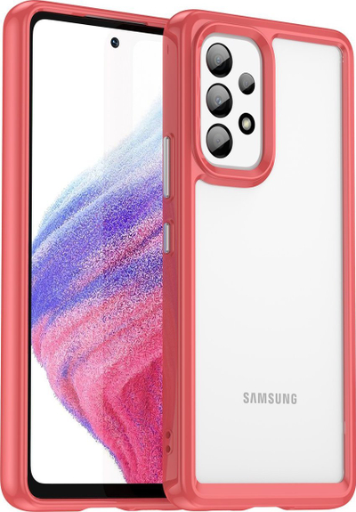 Kllëf telefoni Outer Space për Samsung Galaxy A53 5G, TPU dhe PC, transparent me kornizë rozë