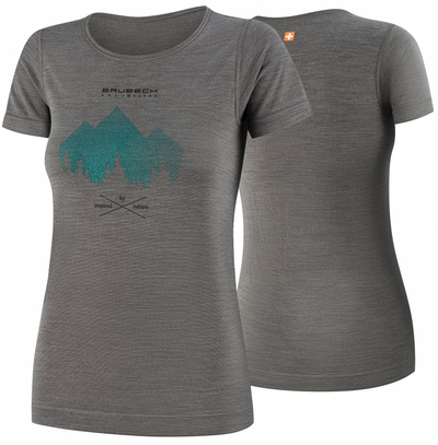 Термичка блуза Brubeck Outdoor Wool Pro за жени, со куси ракави, величина M, сива