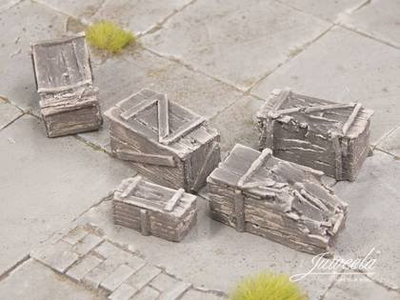 Set miniatura Juweela Old Wooden Crates, 5 copa, të vogla, dru i errt