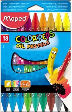 Pastelë vaji Maped ColorPeps, 18 ngjyra, kuti me rrëshqitje, shumëngjyrëshe