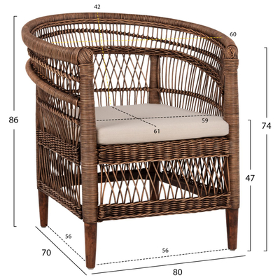 Kolltuk Malawi 80x70x86Hcm (HM9635.01), kaftë/ bardhë