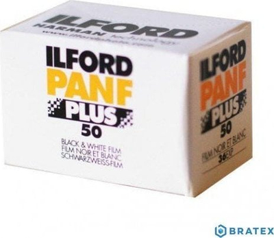 Film fotografik Ilford PAN F Plus, 35mm, 50 ISO, bardh e zi