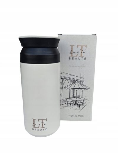 Termus për pije Thermos, 350ml, çelik inoksi, i bardhë krem