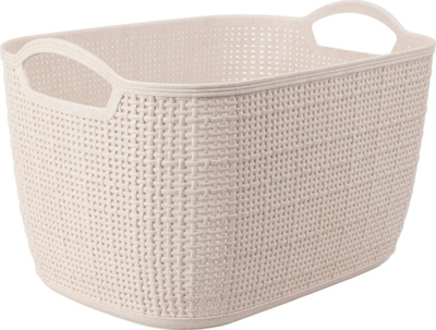 Shportë organizuese plastike me doreza, 35x29x13cm, bezhë