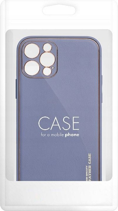 Mbrojtëse telefoni Futera Leather Case për Samsung Galaxy A05, lëkurë sintetike, kornizë dekorative ari, blu