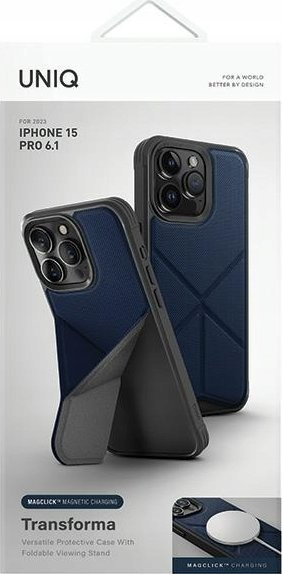 Mbrojtëse telefoni Uniq Transforma për iPhone 15 Pro 6.1", Magclick, blu elektrik