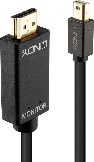 Kabllo video Lindy 33365, Mini DisplayPort në HDMI, 2m, e zezë