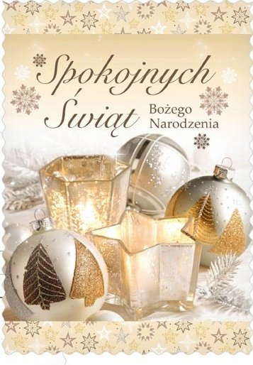 Kartolinë urimi MFP Christmas, C6 105x150mm, tekst polonisht, shumëngjyrëshe