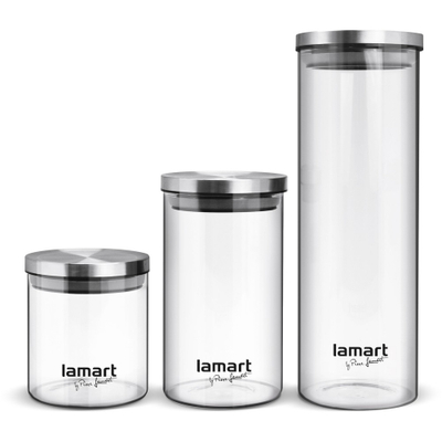 Set kavanozë qelqi Lamart LT6025, 3 copë