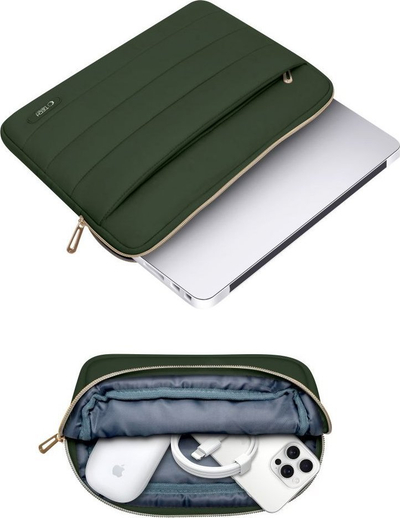 Mbulesë laptopi Tech-Protect Puffy, 15-16", me shkumë mbrojtëse, jeshile army