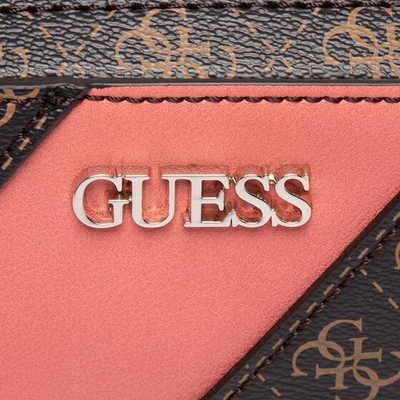 Појасна чанта Guess Camy, текстил, лого 4G, корално кафеава за жени