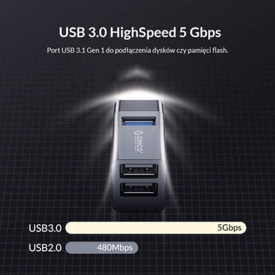 USB HUB Orico MINI U32, 3x USB A 3.0, 5 Gbps, i zi