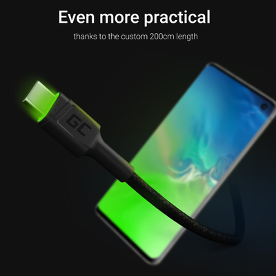 Kabllo USB Green Cell KABGC13, USB A në USB C, 2m, e gjelbër