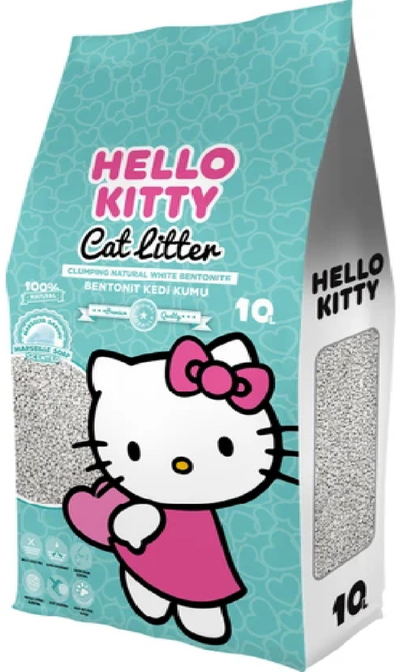 Хигиенски песок Hello Kitty Bentonite Litter, 10L, мирис на сапун Marseille, бел