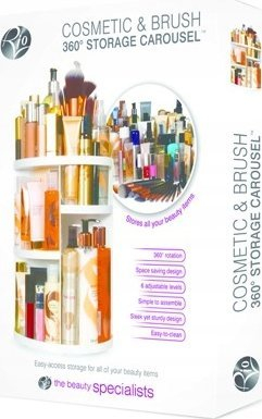 Organizues për bojak Rio Cosmetic &amp; Brush Storage Carousel, rrotullues 360°, i bardhë