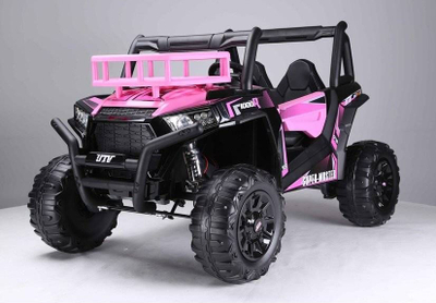 Makina elektrike lodër JS360, 2 ulëse, 143x76x51cm, rozë me të zezë