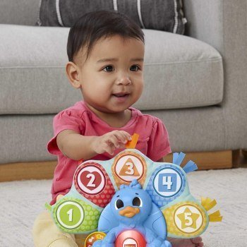 Едукативна играчка Fisher Price Linkimals паун HNN83, интерактивна, со светла и звуци, сина