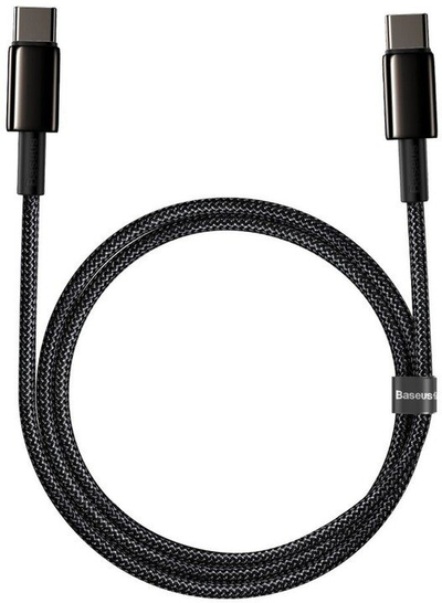 Kabllo BASEUS, USB-C - USB-C, për karikim të shpejtë / të dhëna, 100W, 1m, e zezë
