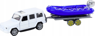 Lodër makinë off-road me rimorkio dhe varkë LEAN Toys, set lojërash, shumëngjyrëshe