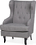 Poltron krahësh ALTA Wingback, pëlhurë, këmbë druri, gri