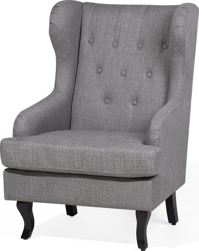 Poltron krahësh ALTA Wingback, pëlhurë, këmbë druri, gri