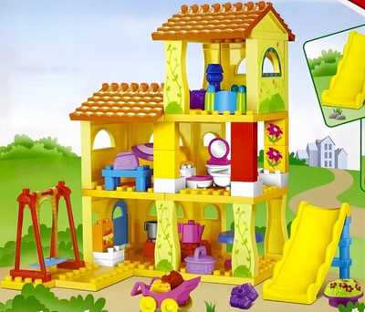 Set blloqesh ndërtimi Bounn Yellow House with Swing, 102 copa, e verdhë