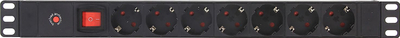 Prizë rryme rack Delta L19/7F, 7x Schuko, 1U, 1.8m, e zezë