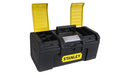 Кутија за алат Stanley S1 79 218, со внатрешна тацна, надворешни организери, црна со жолта