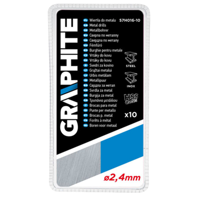 Set stërvilash për metal Graphite 57H016, 2.4mm, HSS kobalt 5%, 10 copë