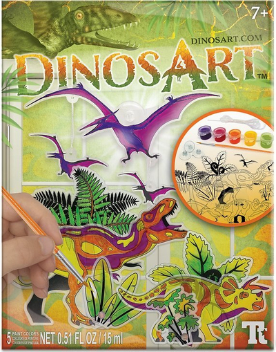 Креативен сет DinosArt Suncatchers, сликање на стакло, мотиви диносауруси, повеќебоен