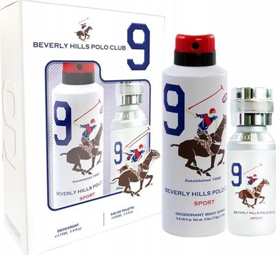 Set parfumi Beverly Hills Polo Club Sport Nine, 100ml EDT, deodorant spray 175ml, për burra
