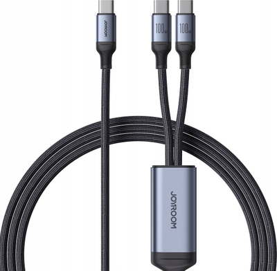 Kabllo karikimi Joyroom Strong Cable, 2 në 1 USB C në 2x USB C, 1.5m, 100W, gri