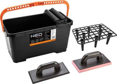 Set pllaka Neo Tiling, kovë me rrjetë 24L, rula dhe shpatulla gomë e sfungjer