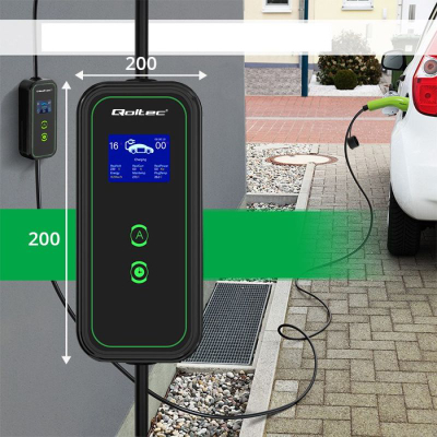 Karikues mobil për makina elektrike Qoltec 2 në 1 Type 2, 7kW, 230V, i zi