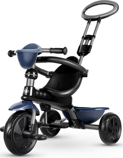 Tricikletë për kalamaj Qplay Cosy, 4 në 1, me dorezë për prindin, blu