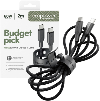 Kabllo USB C PanzerGlass Empower by Racing, 60W, 2m, e zezë