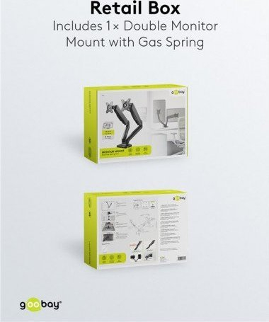 Mbajtëse monitori binjake Goobay Double Monitor Mount, 17-32", gas spring, e zezë