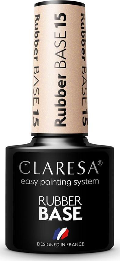 Bazë gomë për thonj Claresa Rubber Base 15, 5ml, efekt shkëlqyes, pjeshkë