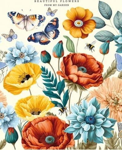Bllok shënimesh FRESH Notebook 105x165, me viza, me lule dhe flutura